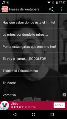 Frases de youtubers android App screenshot 0