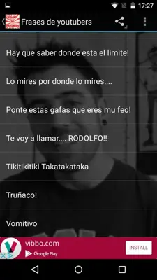 Frases de youtubers android App screenshot 1